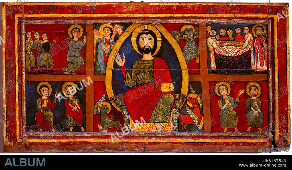 ANONIMO SIGLO XIII. FRONTAL DE GUILLS - PROCEDE DE SAN ESTEBAN DE GUILLS-PUICGERDA (GERONA) - SIGLO XIII - OLEO/TABLA - 92x175 cm - NP 3055 - ROMANICO ESPAÑOL.