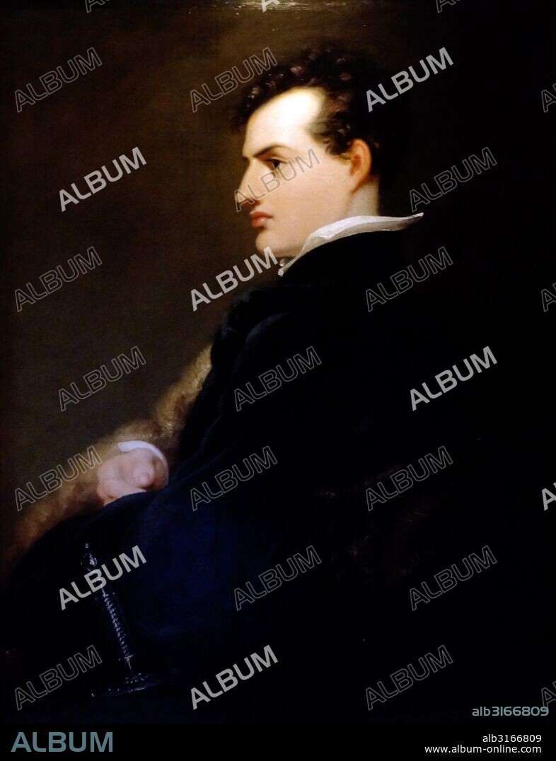 portrait of Lord Byron by R Westall 1813. George Gordon Byron (later Noel), 6th Baron Byron, FRS (22 January 1788 – 19 April 1824), commonly known simply as Lord Byron, was an English poet and a leading figure in the Romantic movement.