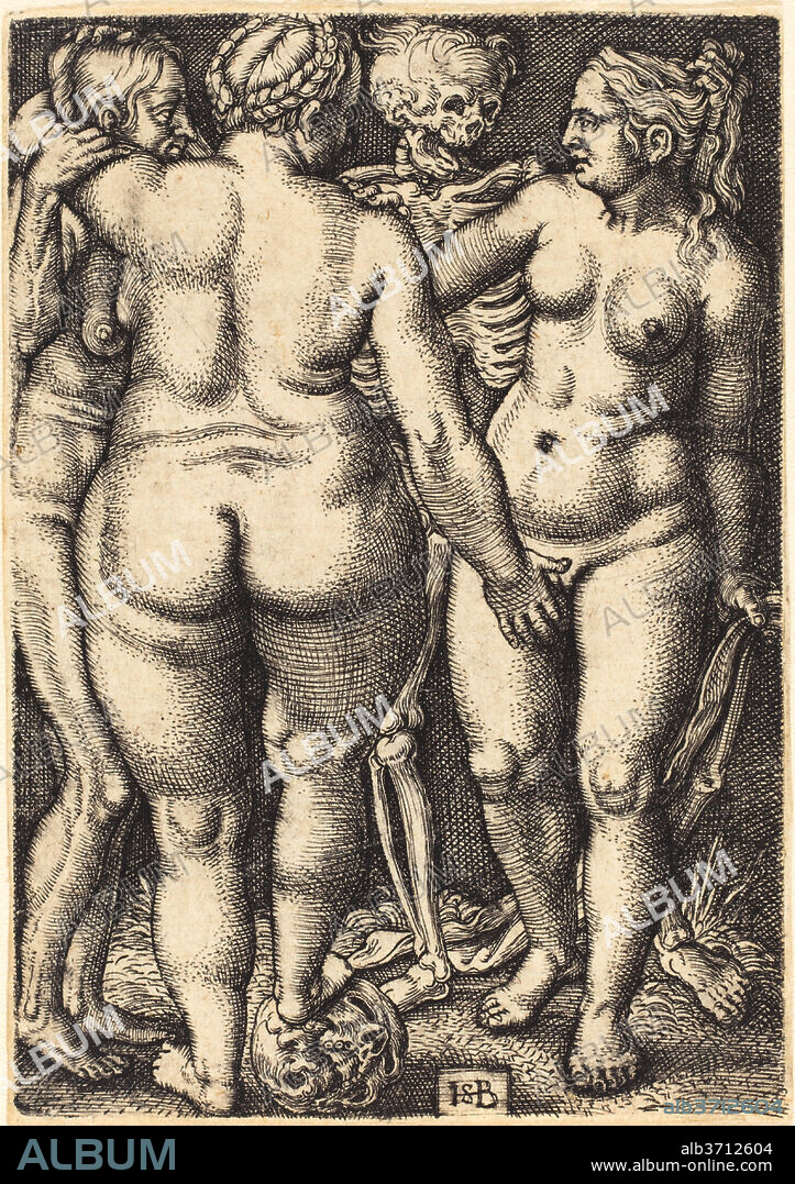 SEBALD BEHAM. Death and Three Nude Women. Medium: engraving.