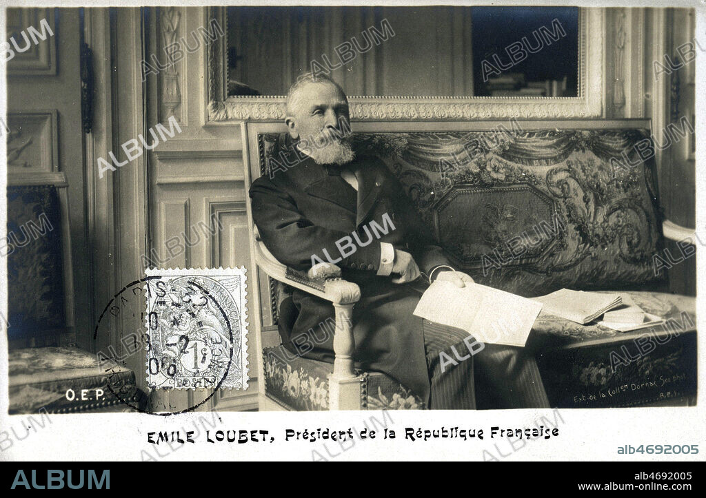 Emile LOUBET (1838-1929) President de la Republique francaise. Photographie anonyme pour une carte postale envoyee en 1906. Credit : IM/Kharbine-Tapabor.