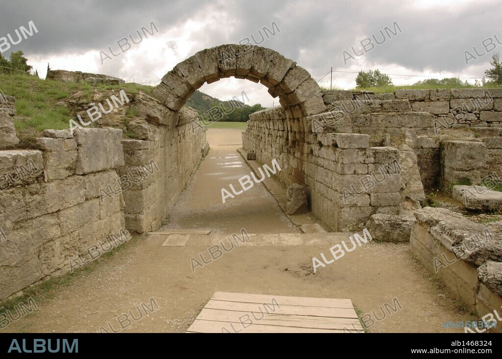 Greek Art. Sanctuary of Olympia. Olympic stadium.  The vaulted tunnel leading into the stadium. Hellenistic period. Elis. Peloponesse. Greece.