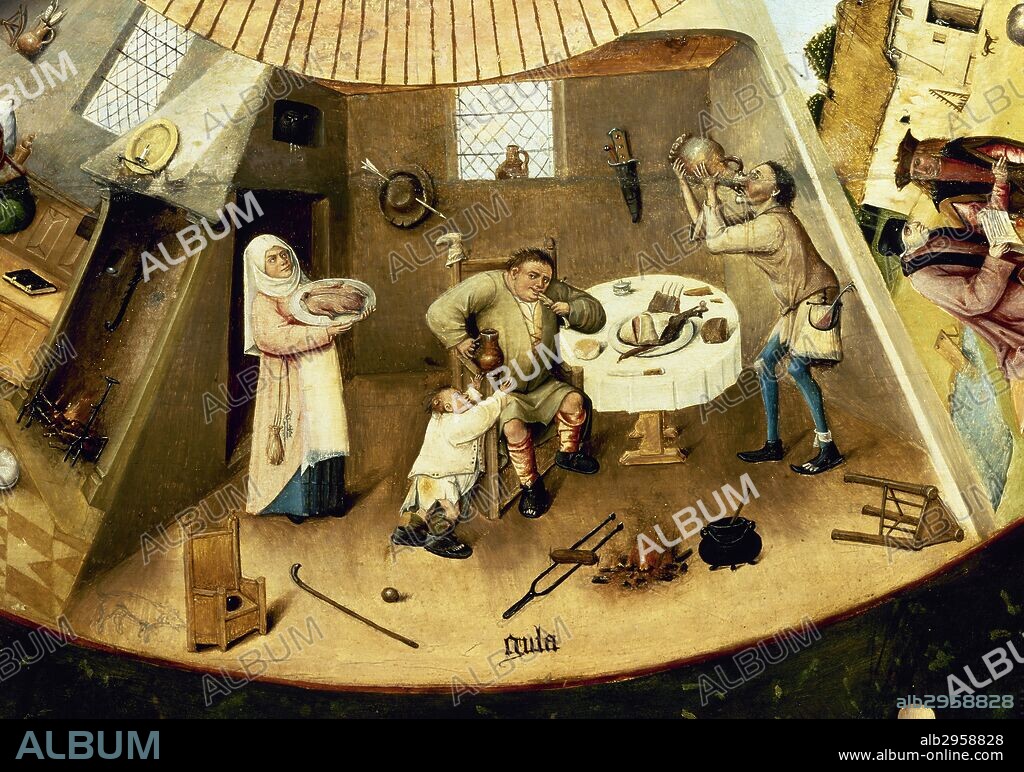 Hieronymus Bosch (c.1450-1516). Dutch painter. Table of the Seven Deadly Sins. Detail of the Gluttony. Prado Museum. Madrid. Spain.