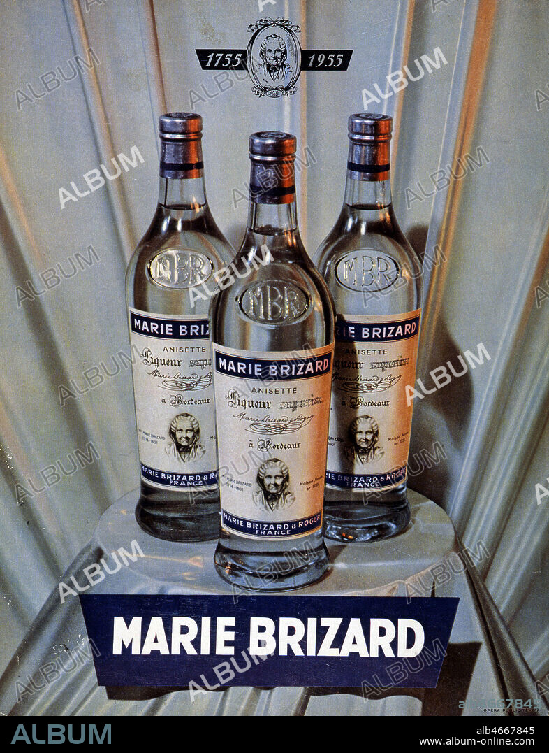 '1755-1955'. Publicite MARIE BRIZARD publiee dans Realites en 1955. Credit : Coll. Jonas/KHARBINE-TAPABOR.