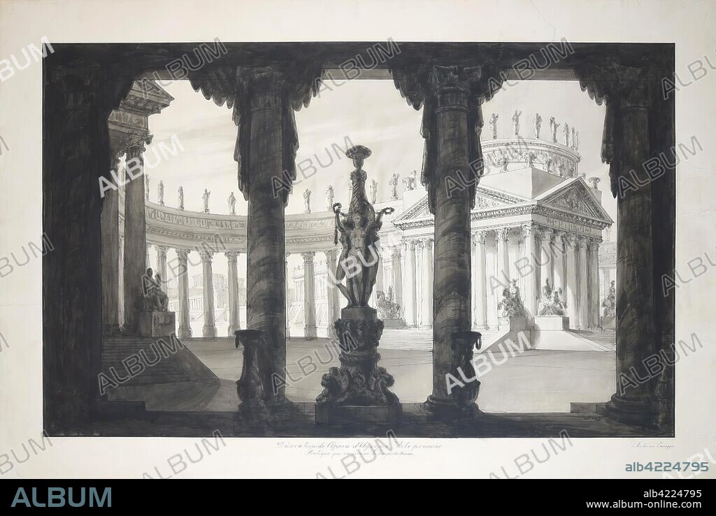 ANTONIO CANOPPI. 'Sketch of the Scenery for the Opera "Olimpia"'. Italy-Russia, 1829. Dimensions: 62x94,5 cm.