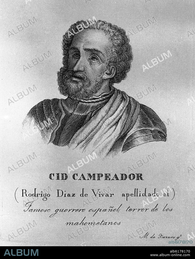 ESTEBAN MAS DE XAXARS (1801-1900) CALCOGRAFO. RODRIGO DIAZ DE VIVAR - CID CAMPEADOR - GRABADO SIGLO XIX - 85x116.