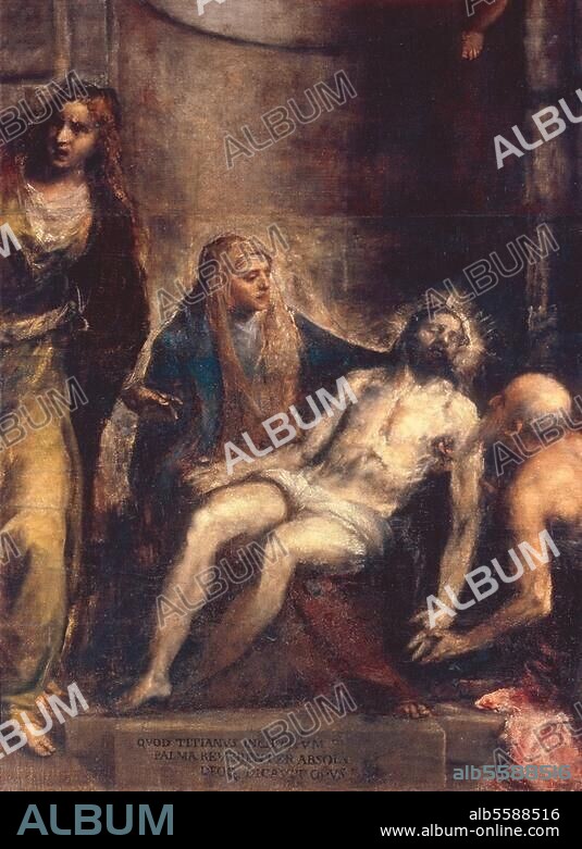 Titian, orig. Tiziano Vecelli (o). c. 1488/90-1576. "Pieta", c. 1570/76. (Detail). Oil on canvas, 251 × 389cm. Venice, Galleria dell'Accademia.