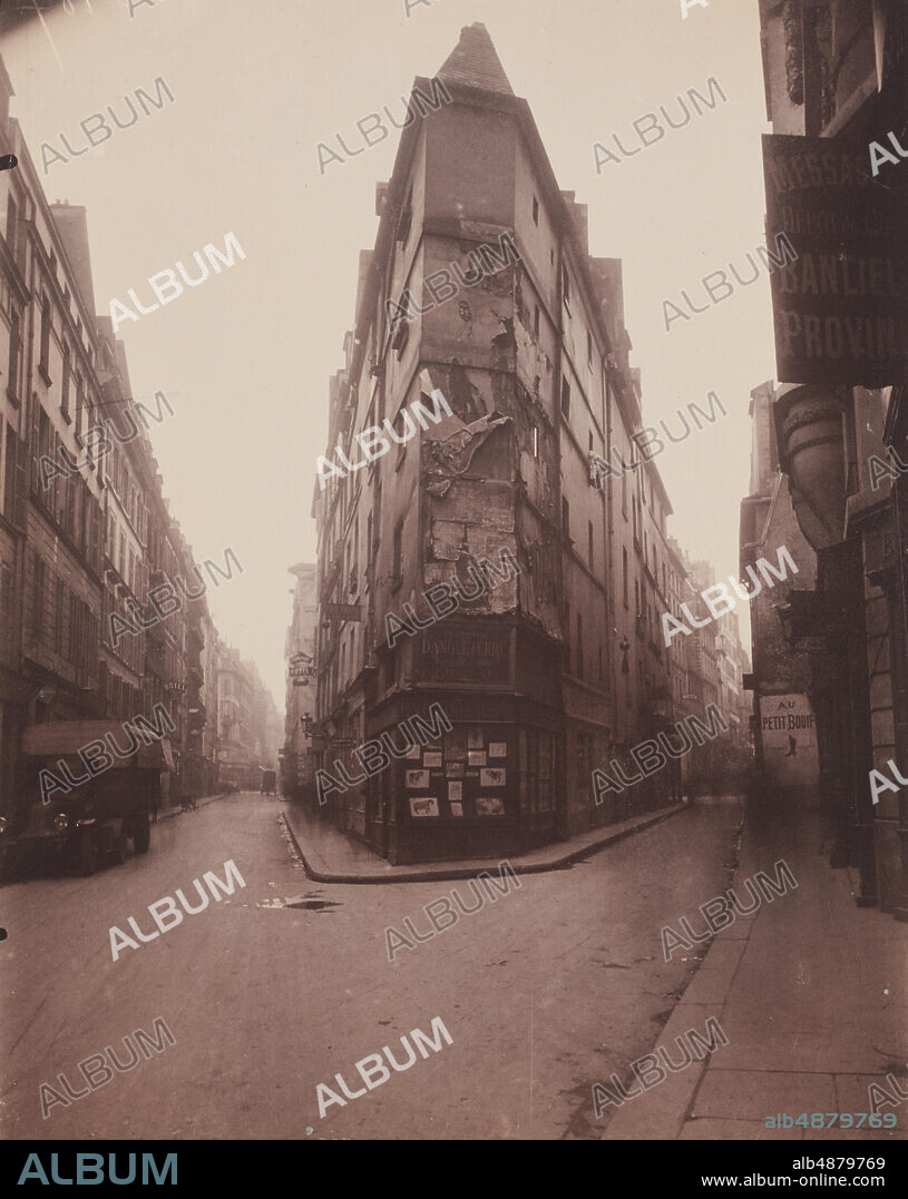 Jean Eugène Auguste Atget, French, 18571927, Corner of the rue de Seine and the rue de l'Échaudé, c. 1919, Arrowroot print from glass negative, Mounting Sheet: 8 11/16 x 6 15/16 in. (22.1 x 17.6 cm).