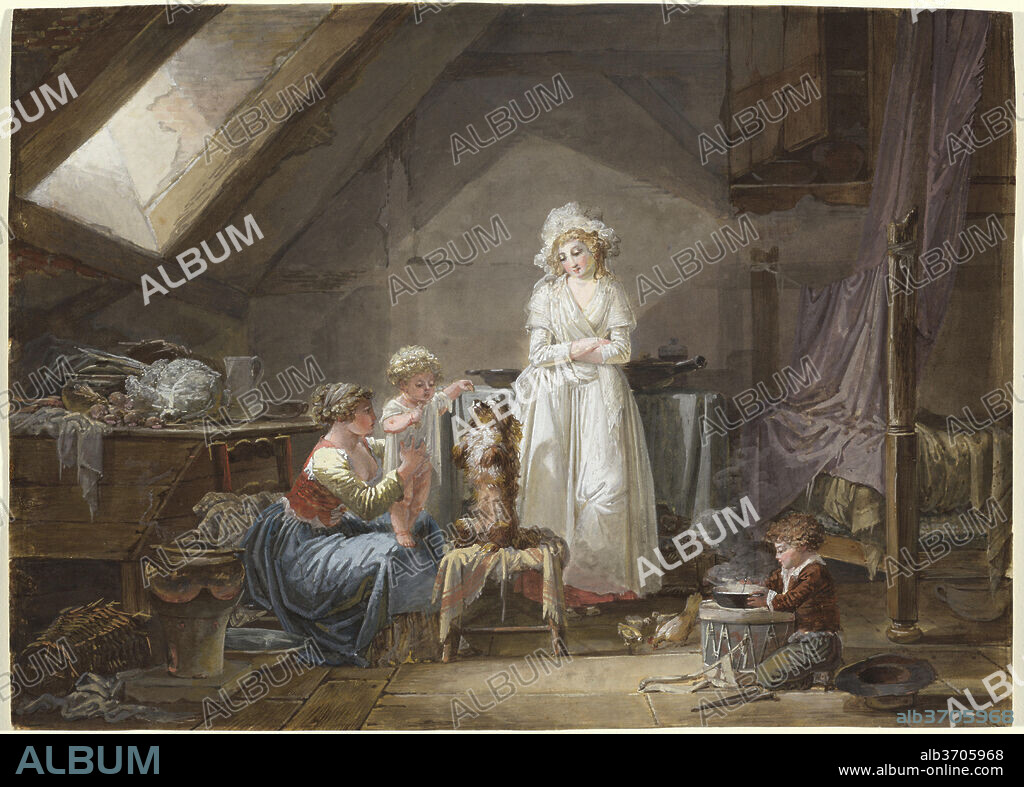 JEAN-BAPTISTE MALLET. Young French Marquise in Exile in Lausanne. Dated: 1789. Dimensions: overall: 21.7 x 30 cm (8 9/16 x 11 13/16 in.). Medium: gouache on wove paper.