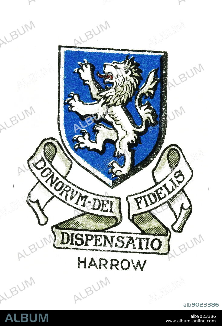 Emblem for Harrow School, Harrow, Middlesex, an English independent school for boys. The Harrow School of today was formally founded in 1572 by John Lyon.