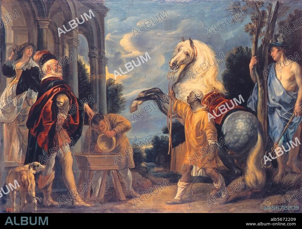 JACOB JORDAENS. Jordaens, Jacob (Jacques), 1593 - 1678, Flemish painter, draughtsman and tapestry designer. "The Dapple Grey". Painting, 17th Century. Oil on canvas, 81 × 112 cm. Staatliche Kunstsammlungen, Kassel, Germany.
