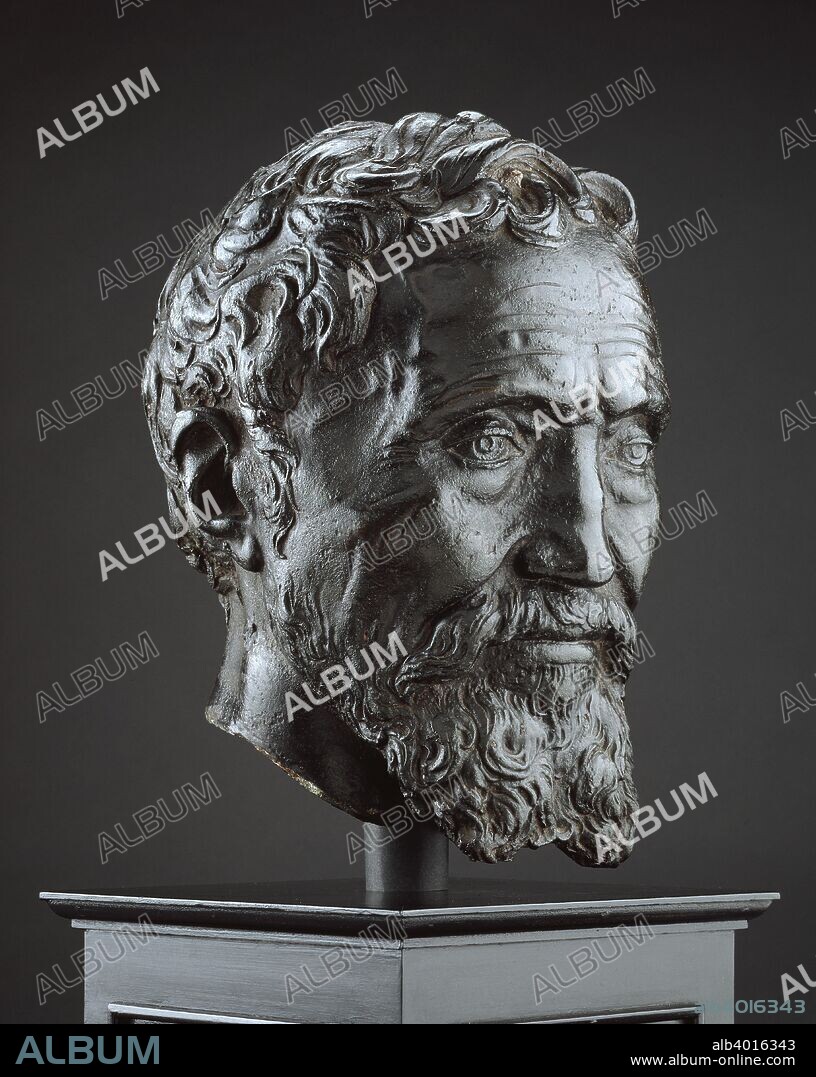 Michelangelo Buonarroti, c1560-1566. Dimensions: height: lowest part of neck to top head 28 cmdiameter: socle 20 cmheight: socle to lowerst part of bronze 16 cm.