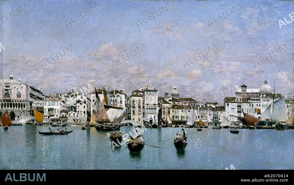MARTÍN RICO Y ORTEGA. Martín Rico y Ortega / 'La riva degli Schiavoni en Venecia', 1873, Escuela Española, Óleo sobre Lienzo, 42 cm x 72 cm, P02625.