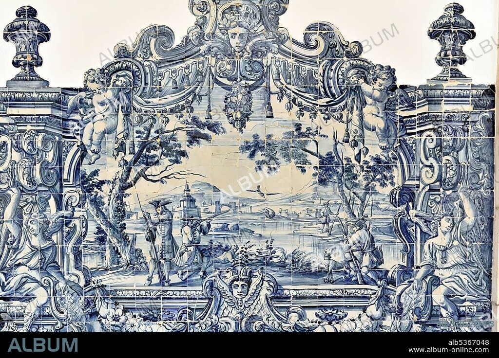 Azulejos tile picture, Sao Vicente de Fora Monastery, built until 1624, old town, Lisbon, Lisboa, Portugal, Europe.