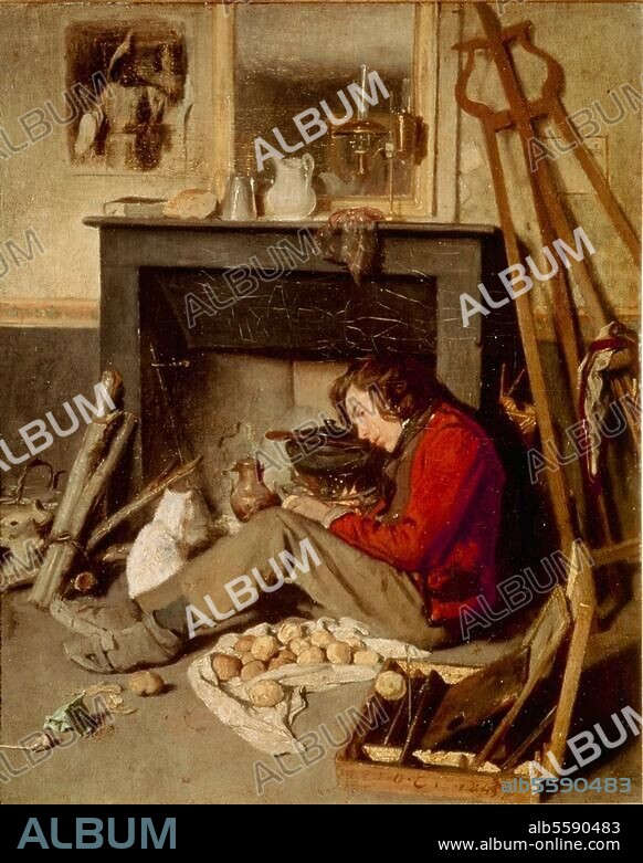 OCTAVE TASSAERT. Tassaert, Octave. 1800-1874. - "Intérieur d'atelier", 1845. Huile sur toile, H. 0,46 , L. 0,38. RF 2442. Paris, Musée du Louvre.