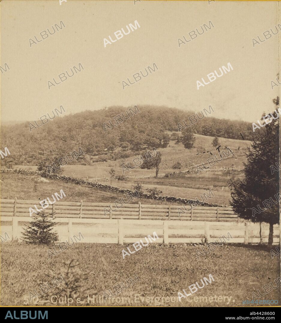 Culp's Hill from Evergreen Cemetery., William H. Tipton (American, 1850 - 1929, active Gettysburg, Pennsylvania), about 1865, Albumen silver print.