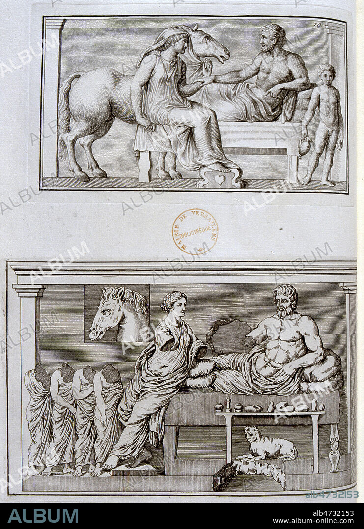 Gravure de Johann WINCKELMANN (1717-1768) pour son ouvrage Monumenti antichi inediti spegiati.... de 1767. Credit : Jean Vigne/KHARBINE-TAPABOR.