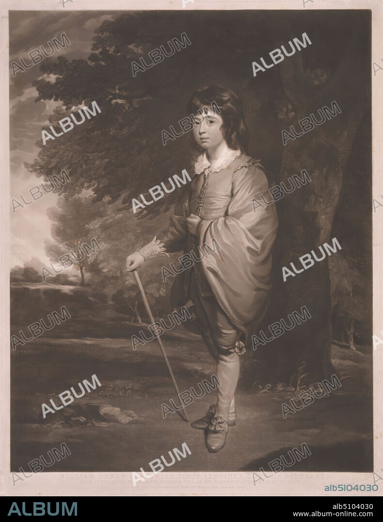 William Henry Cavendish Scott-Bentinck, Duke of Portland, when Marquess of Titchfield, Print made by William Walker, 17911867, British, after Sir Joshua Reynolds RA, 17231792, British, undated, Mezzotint (proof, private plate) on thick, slightly textured, cream, wove paper, Sheet: 21 1/16 × 16 1/4 inches (53.5 × 41.3 cm), Plate: 20 3/4 × 16 inches (52.7 × 40.6 cm), and Image: 19 1/2 × 15 5/16 inches (49.5 × 38.9 cm).