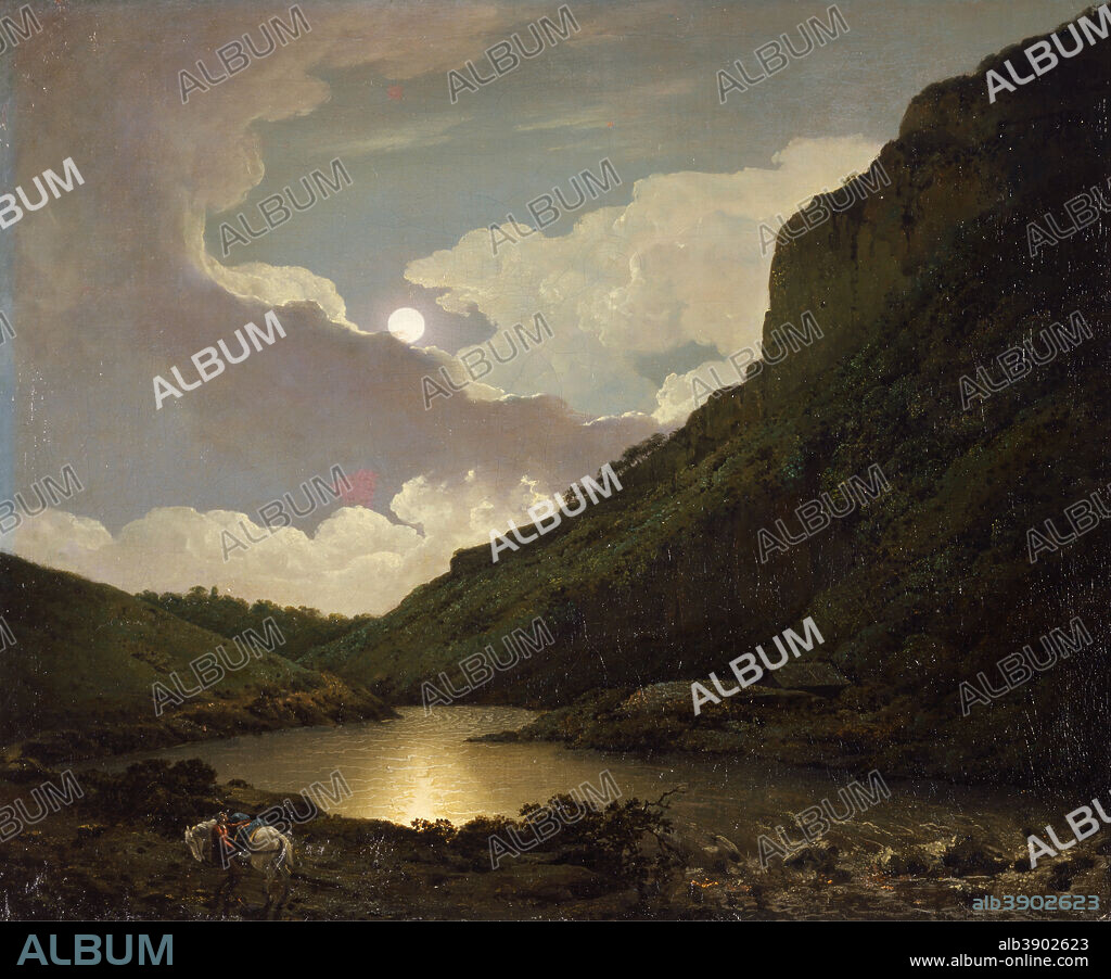 JOSEPH WRIGHT OF DERBY. Matlock Tor by Moonlight. Date/Period: Between 1777 and 1780. Painting. Oil on canvas. Height: 635 mm (25 in); Width: 762 mm (30 in).