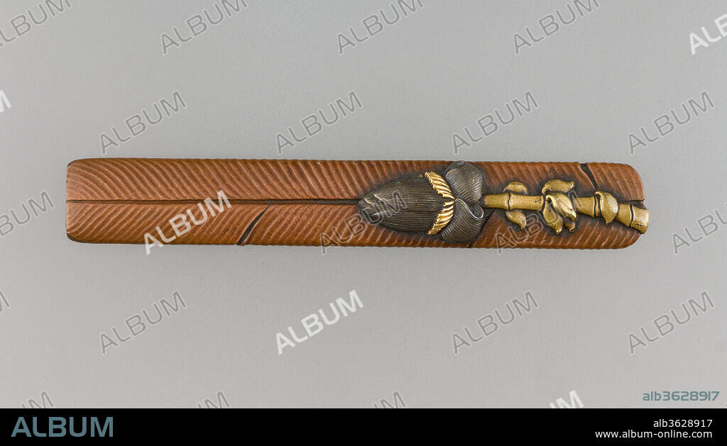 Knife Handle (Kozuka). Culture: Japanese. Dimensions: L. 3 13/16 in. (9.7 cm); W. 9/16 in. (1.4 cm); thickness 5/16 in. (0.8 cm); Wt. 1.3 oz. (36.9 g). Maker: Hamano Masayuki (Japanese, 1696-1769). Date: early-mid-18th century.