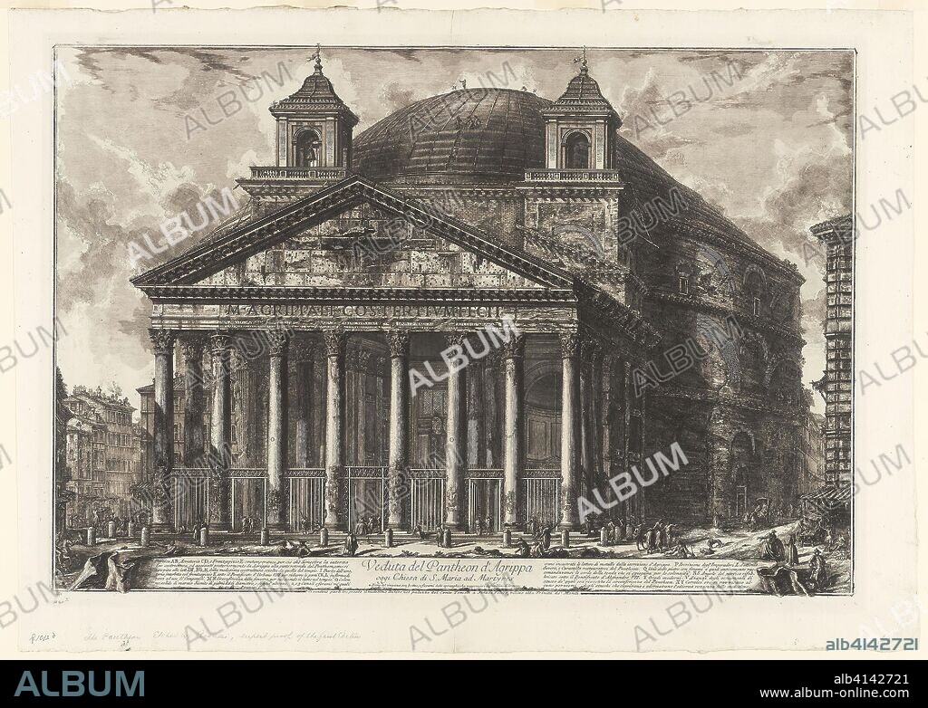View of the Pantheon of Agrippa, today S. Maria ad Martyres, from Views of Rome. Giovanni Battista Piranesi; Italian, 1720-1778. Date: 1761. Dimensions: 470 x 688 mm (image); 473 x 692 mm (plate); 553 x 775 mm (sheet). Etching on heavy ivory laid paper. Origin: Italy.