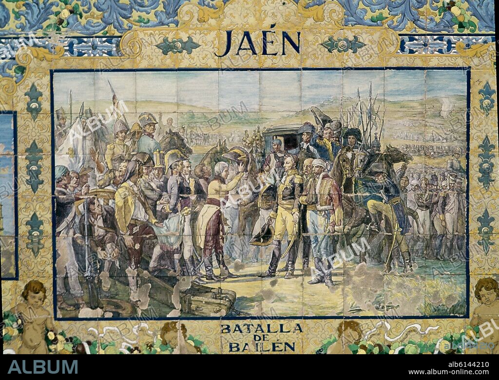 REPRESENTACION DE JAEN - BATALLA DE BAILEN - MOSAICO DE LA PLAZA DE ESPAÑA DE SEVILLA - SIGLO XX.