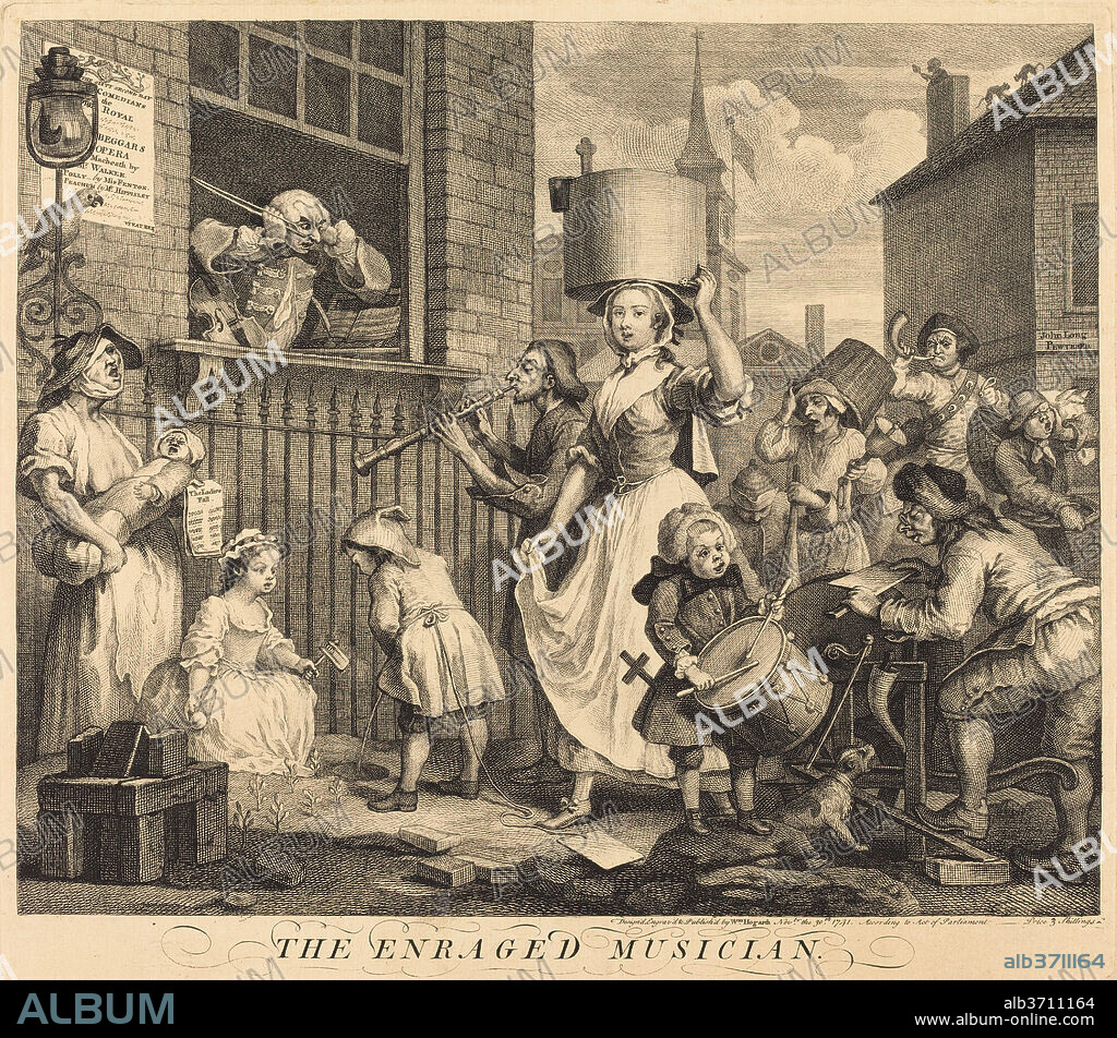 WILLIAM HOGARTH. The Enraged Musician. Dated: 1741. Medium: etching and engraving.