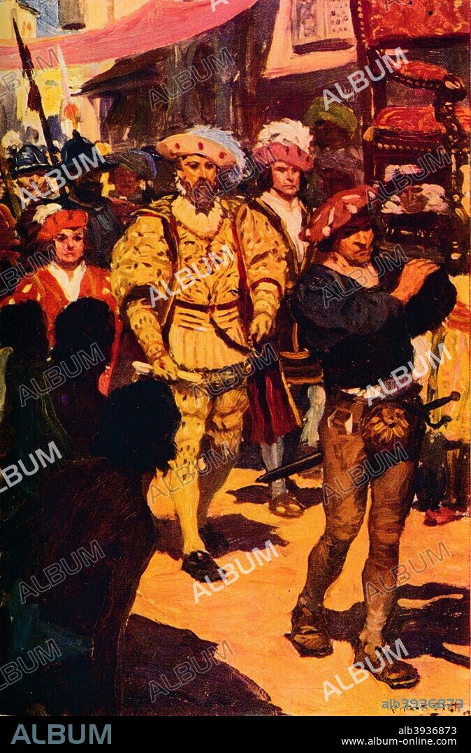 'Vasco Da Gama Visiting the King of Calicut', 1498 (c1912). In 1498 Vasco da Gama landed in Calicut. His arrival has often been considered as the beginning of a new phase during which the control of the Indian Ocean passed into the hands of the Europeans. The Zamorin initially welcomed the Portuguese and allowed them to take various goods with them.From The Romance of India, edited by Herbert Strang [Hodder & Stoughton, London, c1912].