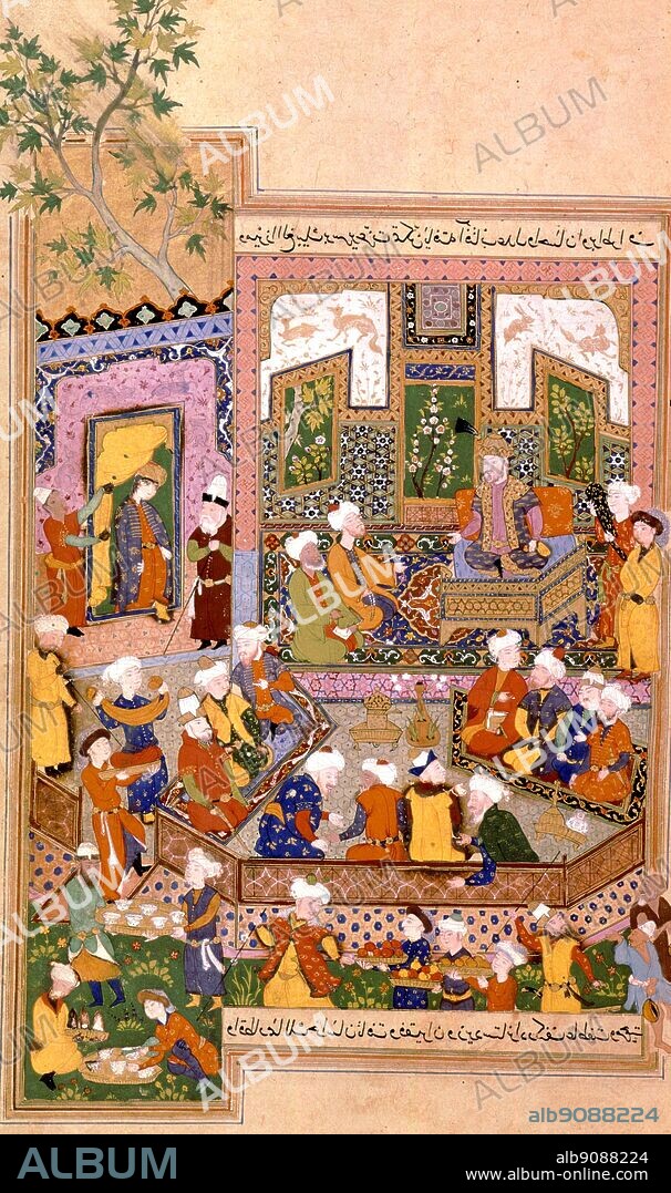 Ulugh Beg (1394-1449) dispensing justice at Khurasan. Miniature from a 15th century Shah nama 1486. From Samarkand by Wilfrid Blunt, page 173.