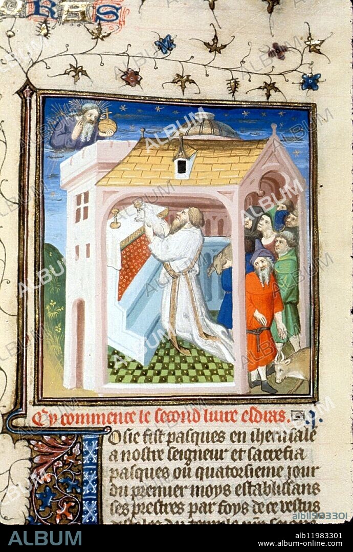 Esther. Men bringing lambs to altar.