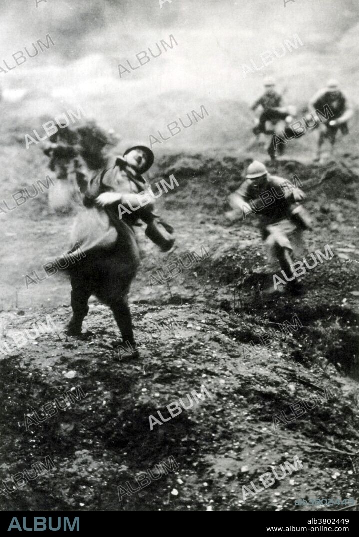 The Battle of Verdun was fought from February 21 - December 18, 1916 during WWI on the Western Front between the German and French armies, on hills north of Verdun-sur-Meuse in north-eastern France. The concentration of so much fighting in such a small area devastated the land, resulting in miserable conditions for troops on both sides. Rain combined with the constant tearing up of the ground turned the clay of the area to a wasteland of mud full of human remains. Shell craters became filled with a liquid ooze, becoming so slippery that troops who fell into them or took cover in them could drown. Forests were reduced to tangled piles of wood by constant artillery-fire and eventually obliterated. The effect on soldiers in the battle was devastating, many broke down with shell-shock and some French troops attempted to desert to Spain, those who were caught being shot. It was the longest and one of the most costly battles in human history; other recent estimates increase the number of casualties to 976,000.