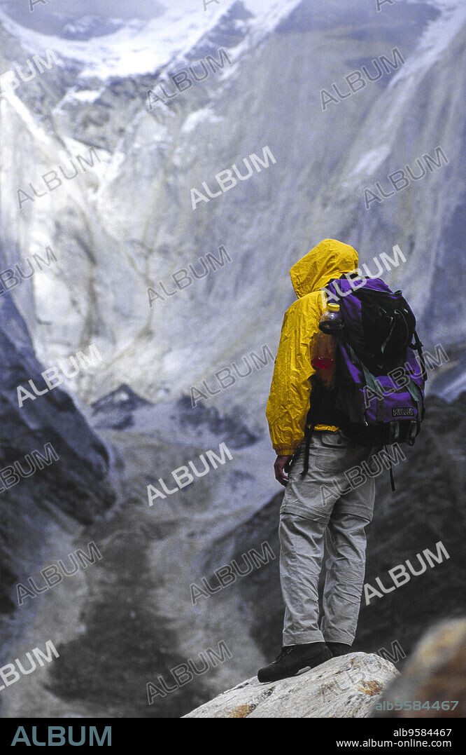 mountaineer on the Gangotri glacier. Himalaya Garhwal. Uttar Pradesh.India.Asia.