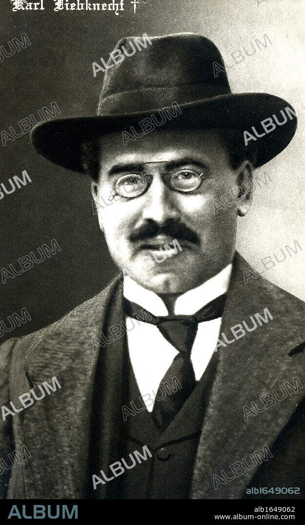 Karl Liebknecht (1871-1919) German lawyer and politician. Founder member, with Rosa Luxemburg of the KPD, the German Communist Party. In Berlin in 1919 led the unsuccessful revolt, the Spartacus League Revolution in which he was killed by the army.