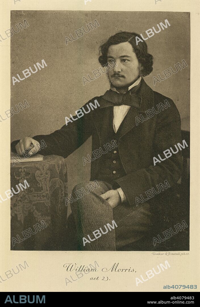 WALKER, JOHN WILLIAM MACKAIL and BOUTALL. William Morris at 23. The Life of William Morris. Longmans & Co.: London, 1899. William Morris (1834-1896). Portrait. English craftsman, poet and socialist.  Image taken from The Life of William Morris.  Originally published/produced in Longmans & Co.: London, 1899. . Source: 10854.h.12, opposite 104. Language: English.