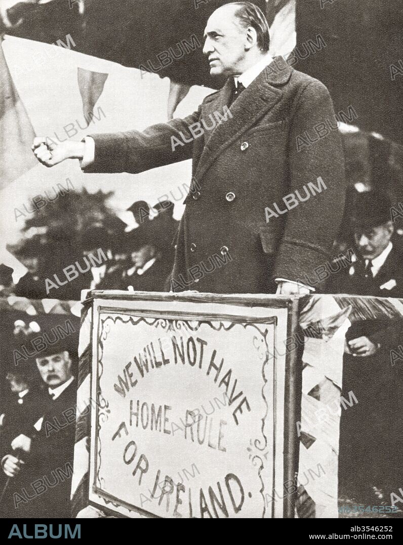 Edward Henry Carson, Baron Carson, 1854 - 1935, aka Sir Edward Carson or Lord Carson. Irish barrister, judge and politician. Leader of the Irish Unionist Alliance and Ulster Unionist Party between 1910 and 1921. From The Story of 25 Eventful Years in Pictures, published 1935.