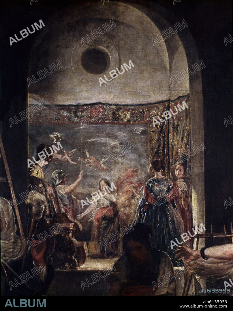 DIEGO VELAZQUEZ (1599-1660). 'The Spinners or The Fable of Arachne' (detail), c. 1657, Oil on canvas, P01173.