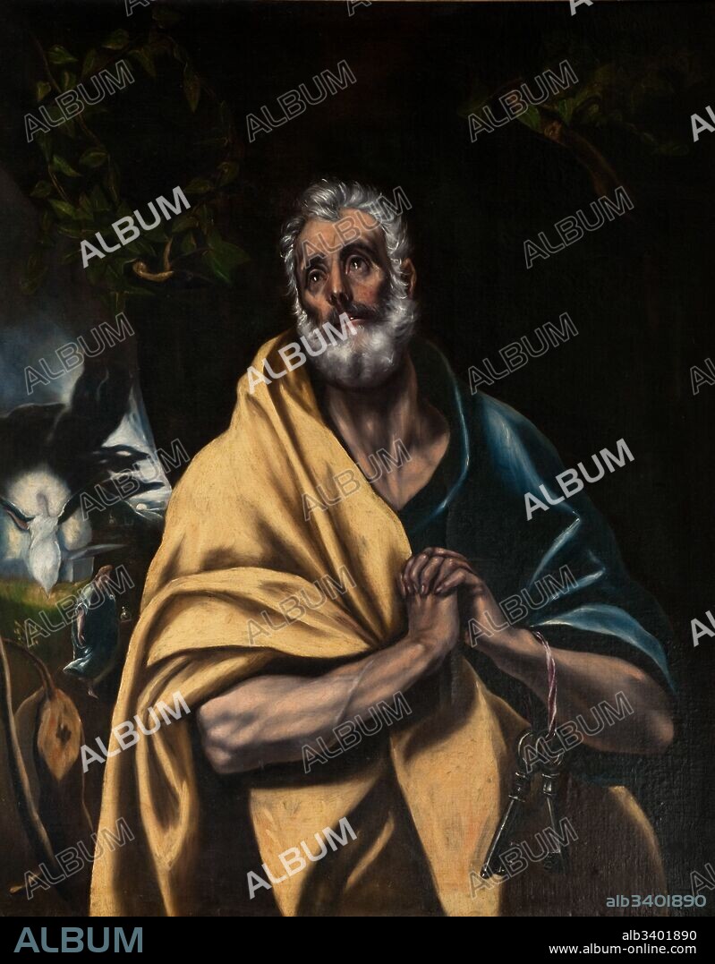 El Greco y taller / "Las lágrimas de San Pedro", c. 1600, Pintura (óleo sobre tela), 111 x 88,6 cm.