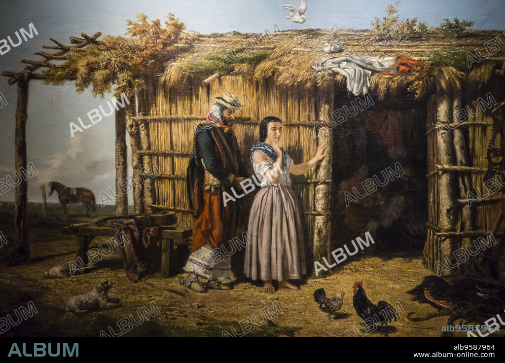 Jean León Pallière, idilio criollo, 1861, óleo sobre tela, Museo Nacional de Bellas Artes (MNBA) ,Buenos Aires, republica Argentina, cono sur, South America.
