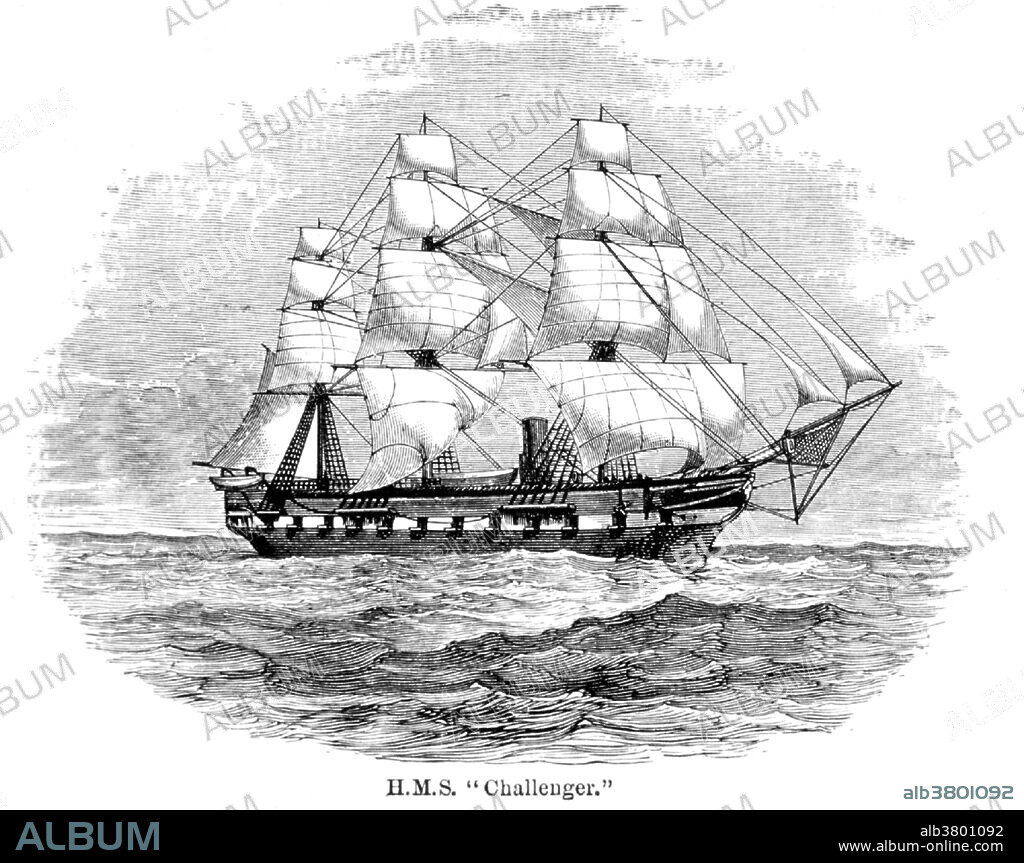 The Challenger expedition of 1872-76 was a scientific exercise that made many discoveries to lay the foundation of oceanography. HMS Challenger was a steam-assisted Royal Navy Pearl-class corvette launched in 1858 at the Woolwich Dockyard. She was picked to undertake the first global marine research expedition: the Challenger expedition. To enable her to probe the depths, all but two of the Challenger's guns had been removed and her spars reduced to make more space available. Laboratories, extra cabins and a special dredging platform were installed. She was loaded with specimen jars, alcohol for preservation of samples, microscopes and chemical apparatus, trawls and dredges, thermometers and water sampling bottles, sounding leads and devices to collect sediment from the sea bed and great lengths of rope with which to suspend the equipment into the ocean depths. In all she was supplied with 181 miles of Italian hemp for sounding, trawling and dredging. The Challenger's crew was the first to sound the deepest part of the ocean, thereafter named the Challenger Deep. The Challenger carried a complement of 243 officers, scientists and crew when she embarked on her 68,890-nautical-mile journey.