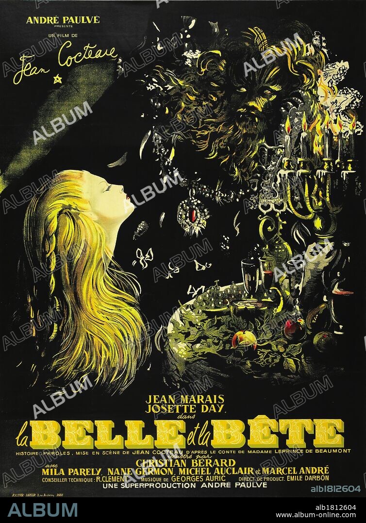 Poster of BEAUTY AND THE BEAST, 1946 (LA BELLE ET LA BEÏTE), directed by JEAN COCTEAU. Copyright FILMS ANDRE PAULVE.