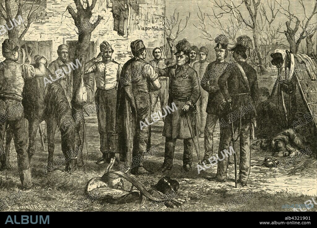 'Radetsky After the Victory at Novara (1849)', 1890. The Battle of Novara, one of the battles fought between the Austrian Empire and the Kingdom of Sardinia during the First Italian War of Independence. From "Cassell's Illustrated Universal History, Vol. IV - Modern History", by Edmund Ollier. [Cassell and Company, Limited, London, Paris and Melbourne, 1890].