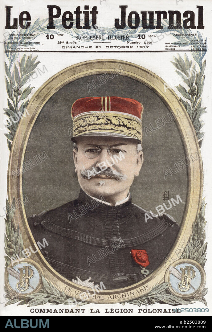 Frontpage of french newspaper "Le Petit Journal" october 21, 1917 : french general Louis Archinard (1850-1932).