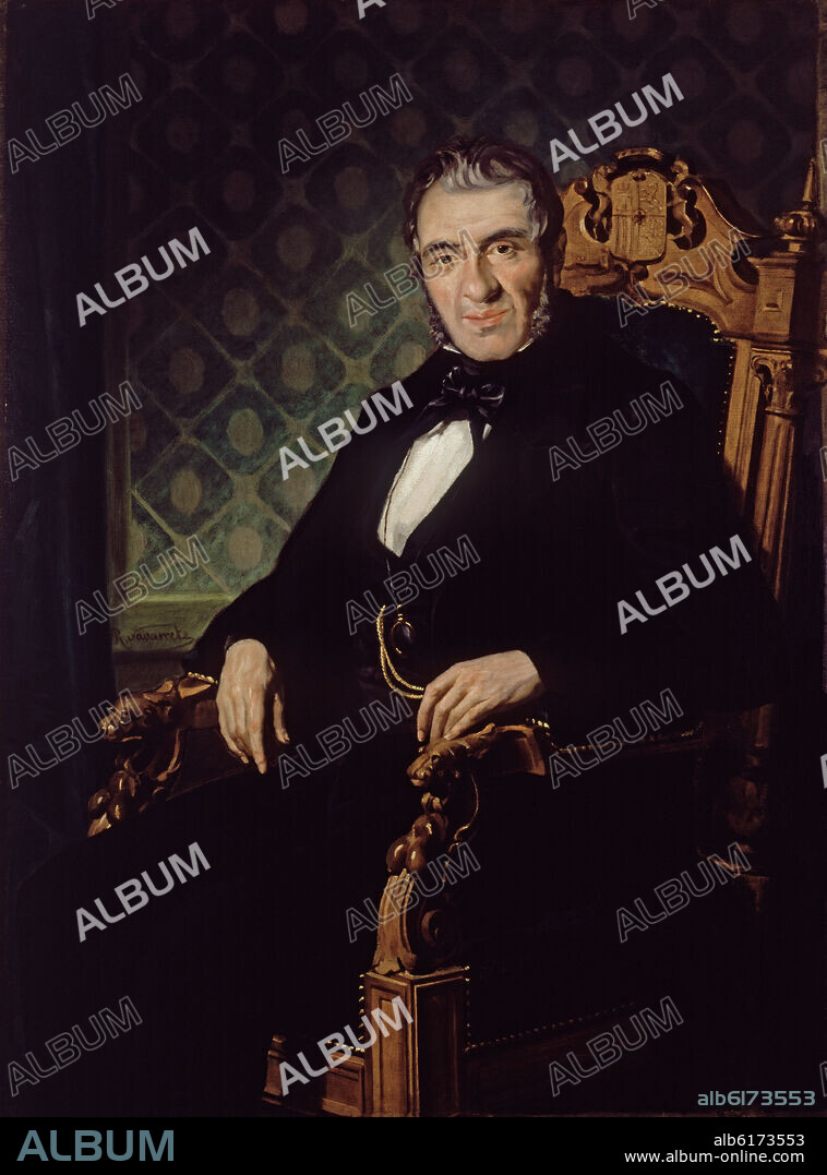 RICARDO MARIA NAVARRETE FOS (1834-1909). GALERIA DE RETRATOS-AGUSTIN ARGUELLES ALVAREZ GONZALEZ O/L 130X96 CM.