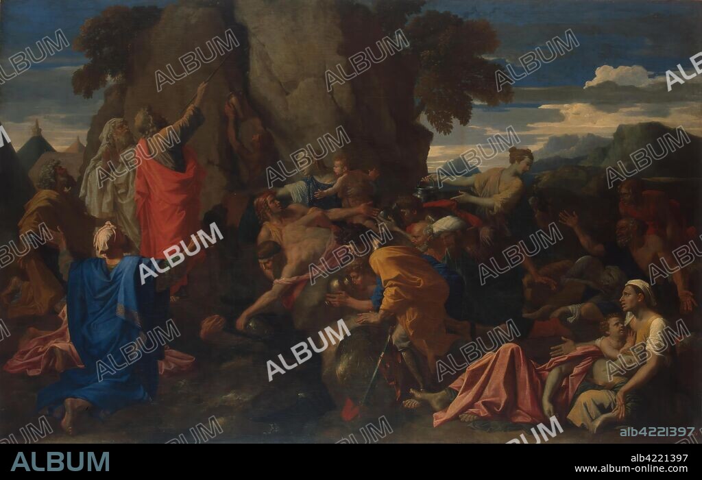 NICOLAS POUSSIN. 'Moses Striking the Rock'. France, 1649. Dimensions: 122,5x191 cm.