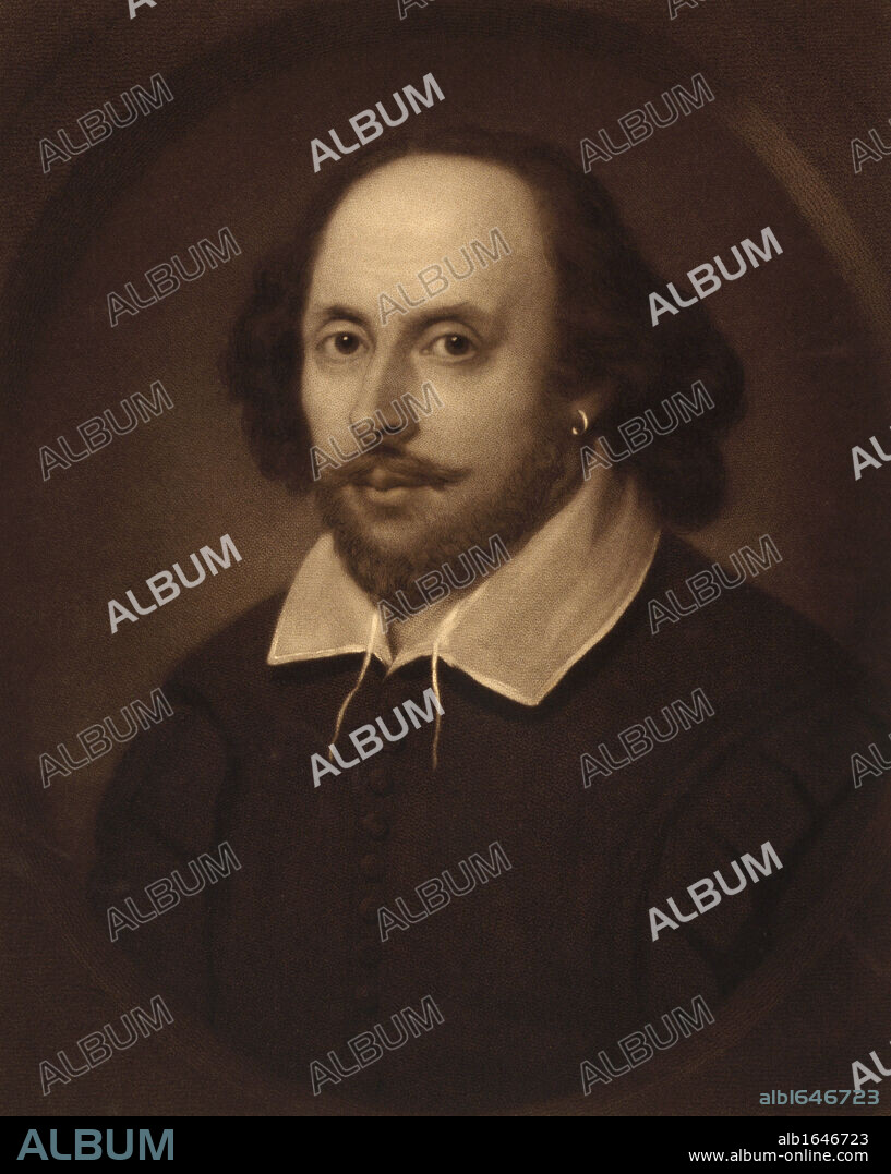 William Shakespeare 1564 to 1616 English poet and dramatist engraved by Samuel Cousins after a painting attributed to Joseph Taylor.