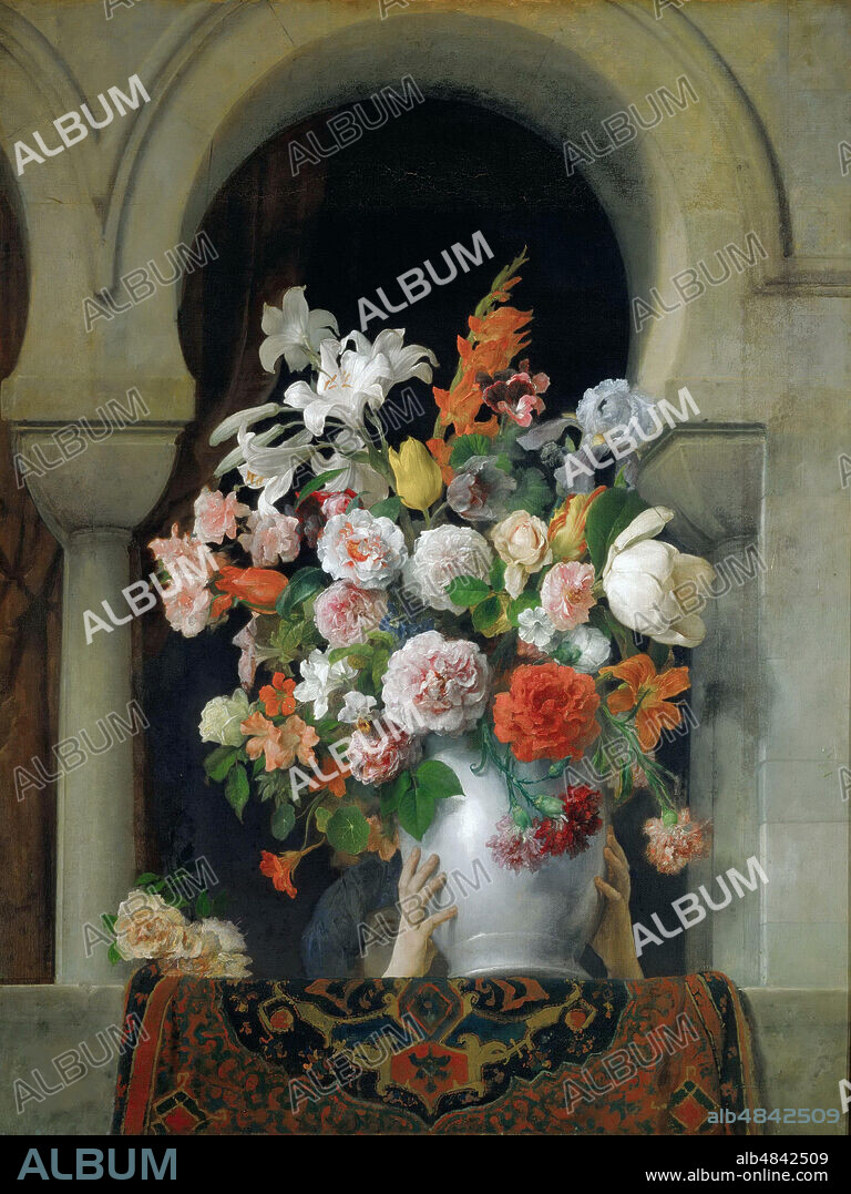 FRANCESCO HAYEZ. Vase of Flowers on the Window of a Harem.