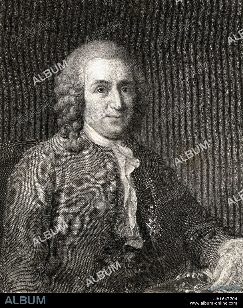 Carl Von Linne aka Linnaeus, 1707-1778. Swedish botanist and explorer. From the book 'Gallery of Portraits' published London 1833.