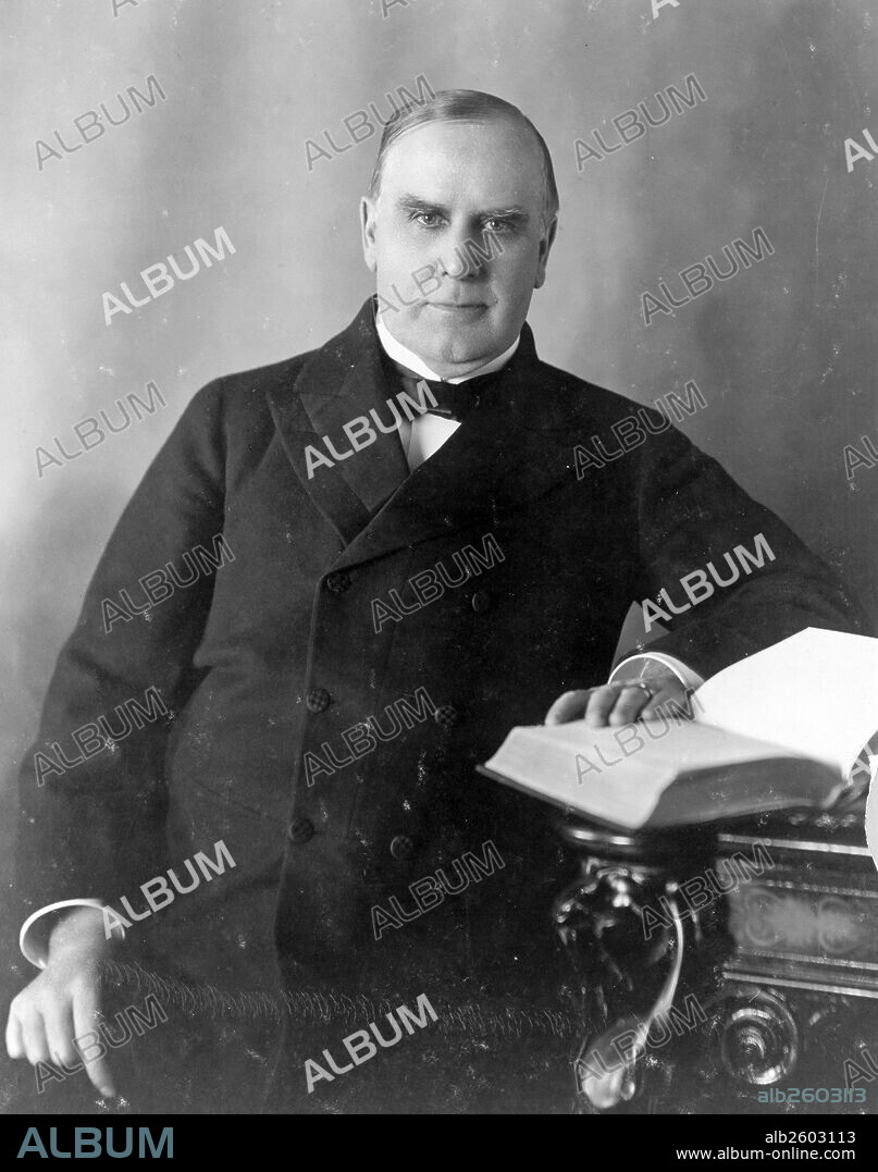 President William McKinley (1843-1901) was the 25th President of the United States, serving from March 4, 1897, until his assassination in September 1901, six months into his second term. McKinley led the nation to victory in the Spanish–American War, raised protective tariffs to promote American industry, and maintained the nation on the gold standard in a rejection of inflationary proposals.
