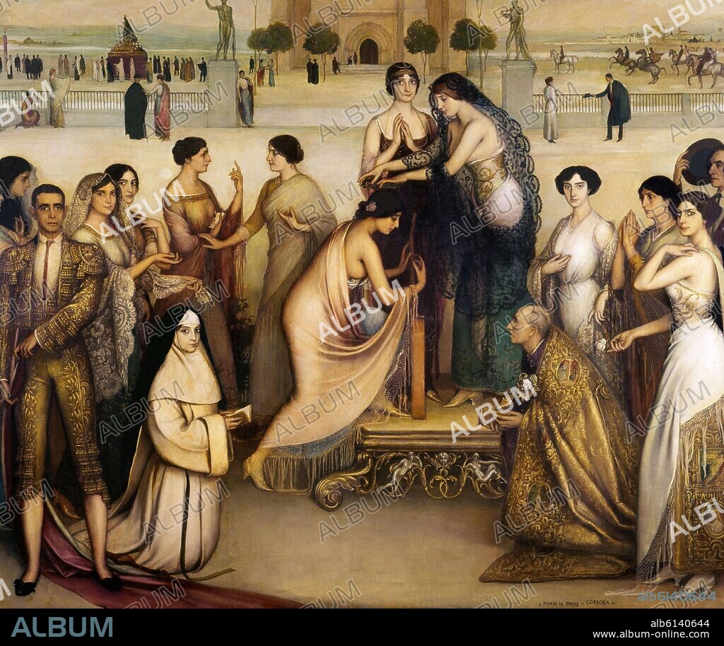 JULIO ROMERO DE TORRES. THE CONSECRATION OF COPLA ("LA CONSAGRACION DE LA COPLA") - 1912 - OIL ON CANVAS 228X286 CM.
