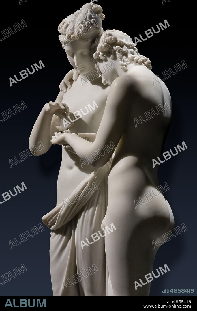 "Cupid and Psyche", 1800-3, by Antonio Canova (1757 - 1822), marble statue. Detail.