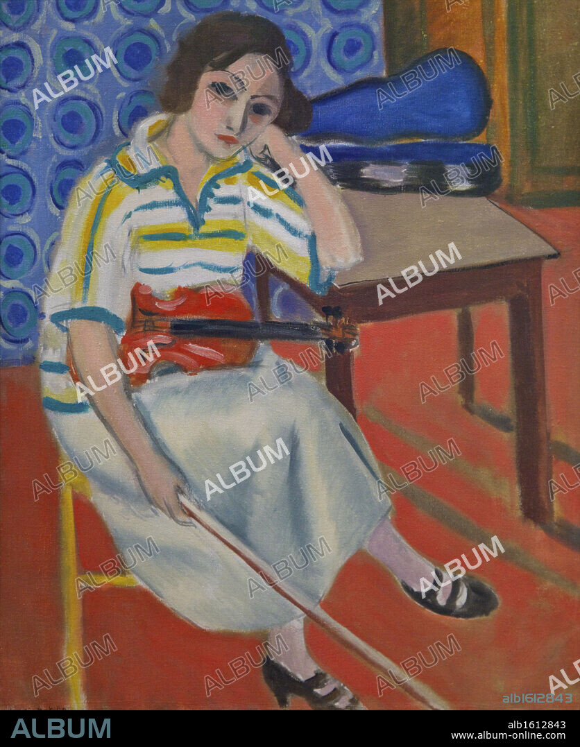 Woman with violin by Henri Matisse, 1921- 23, France, Paris, Musee de L'Orangerie.